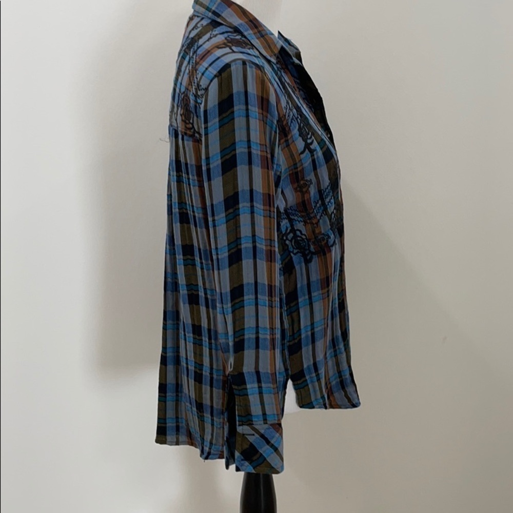 Free people magical plaid embroidered button up western - Picture 6 of 9